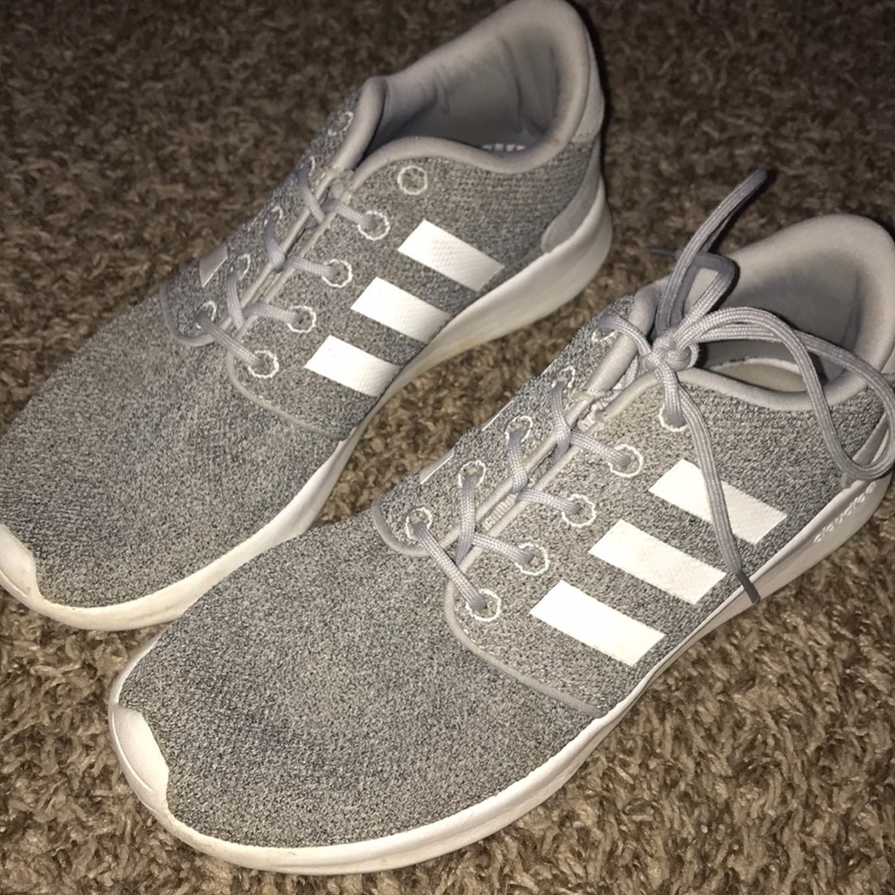 Gray Adidas tennis shoes